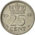 Coin, Netherlands, Wilhelmina I, 25 Cents, 1948, EF(40-45), Nickel, KM:178