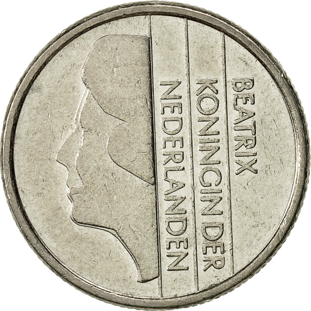 Moneta, Holandia, Beatrix, 25 Cents, 1988, EF(40-45), Nikiel, KM:204