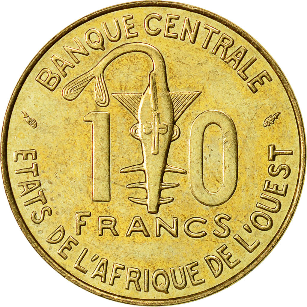 Coin, West African States, 10 Francs, 1987, Paris, AU(50-53), Aluminum-Bronze