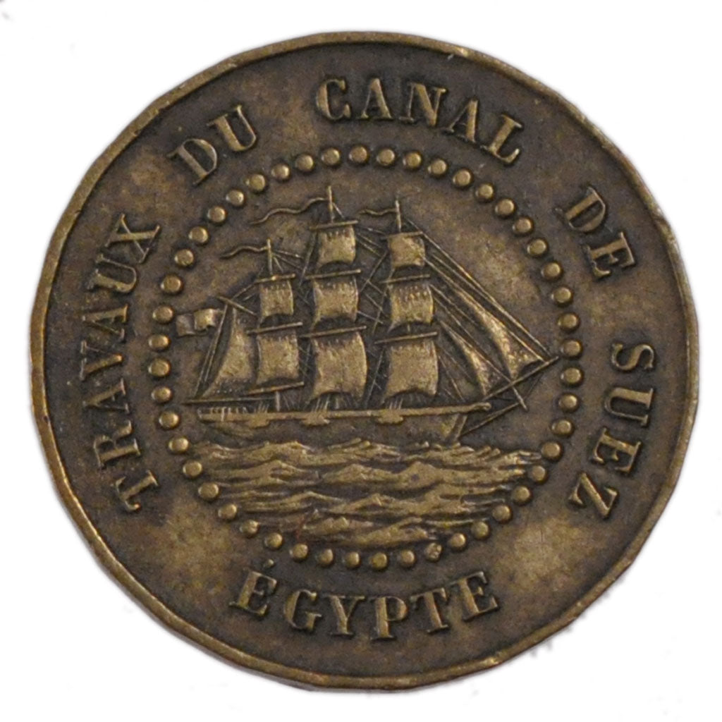 Egypt, 50 Centimes, 1865, AU(50-53), Bronze, 2.50