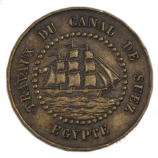 Egypt, 50 Centimes, 1865, AU(50-53), Bronze, 2.50