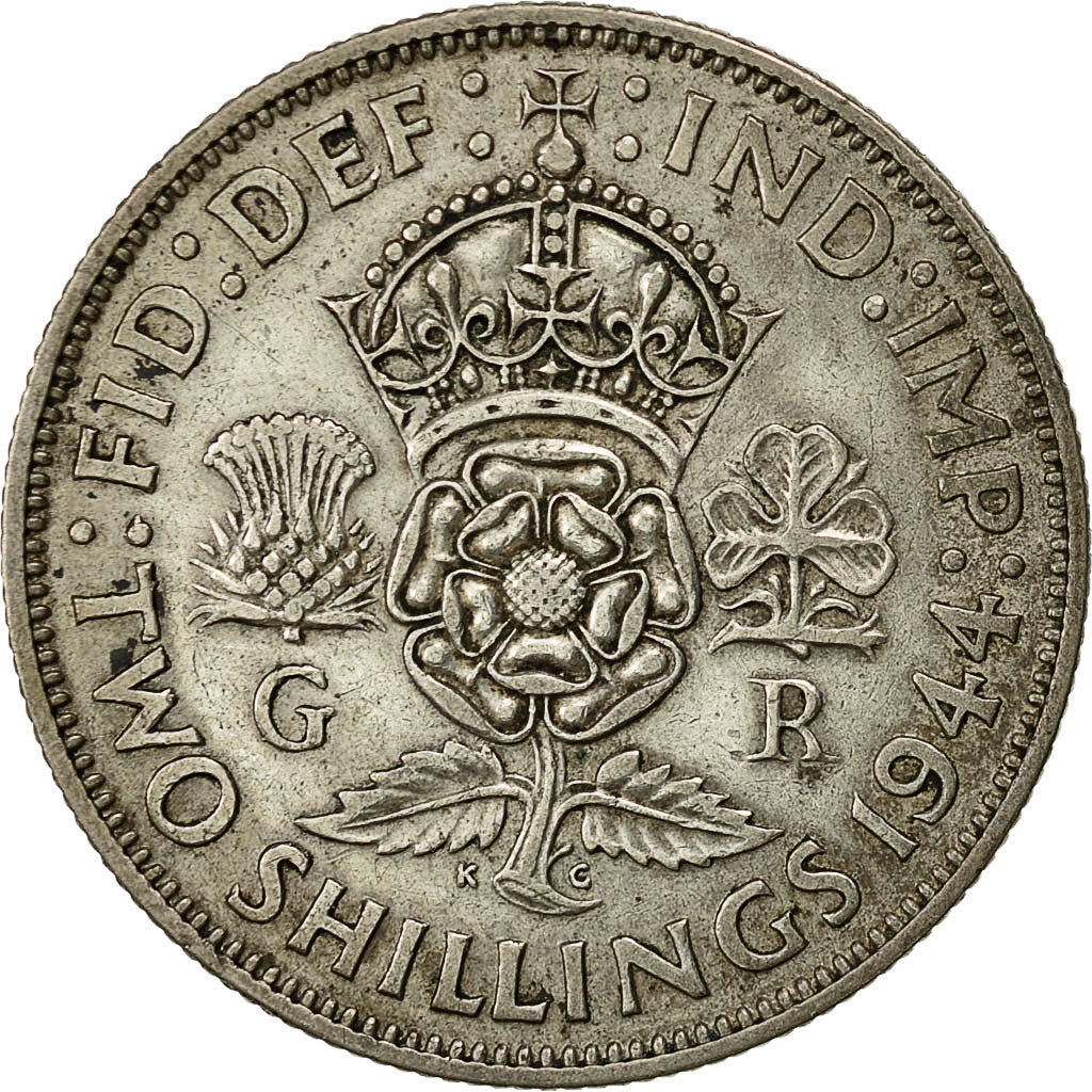 Coin, Great Britain, George VI, Florin, Two Shillings, 1944, EF(40-45), Silver