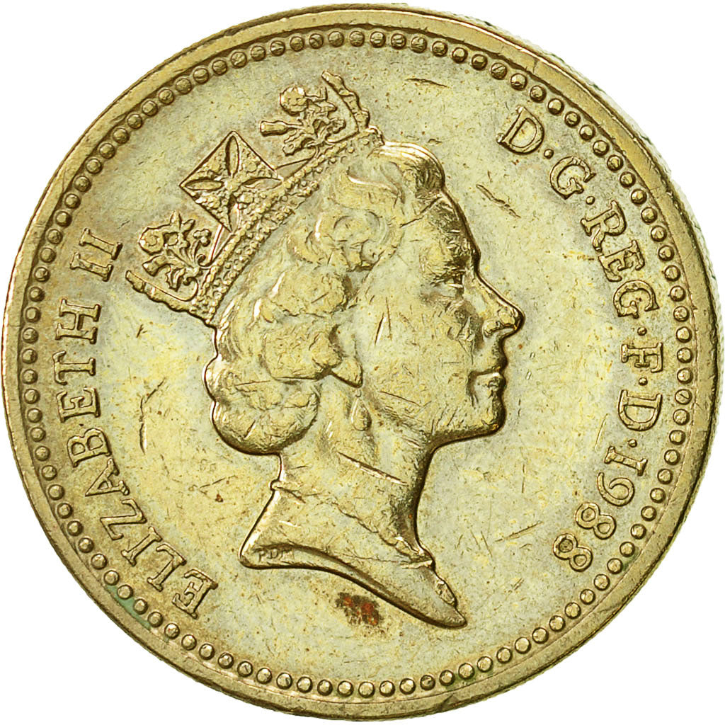 Great Britain, Elizabeth II, Pound, 1988, EF(40-45), Nickel-brass, KM:954