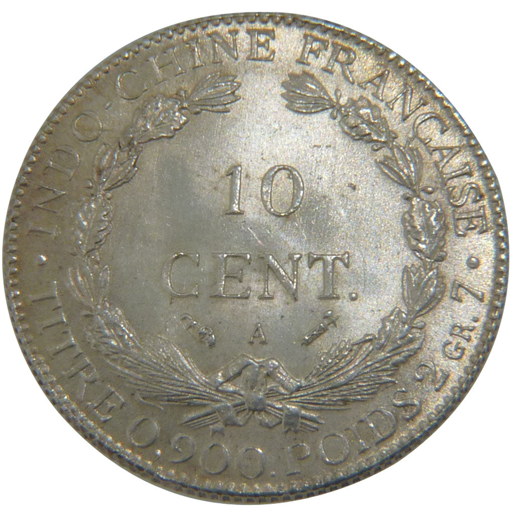Indochine, 10 Cents, 1895, Paris, MS(60-62), Silver, 2.70