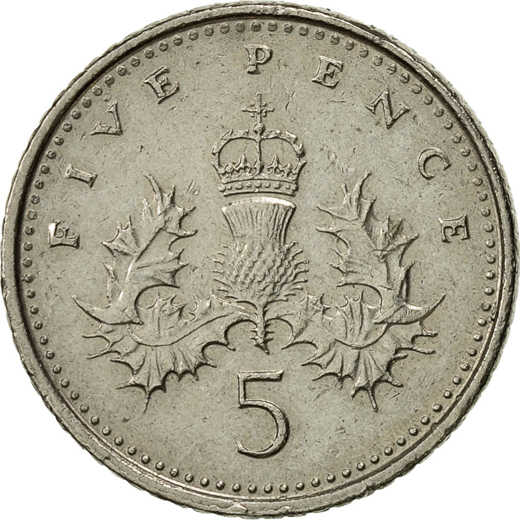 Coin, Great Britain, Elizabeth II, 5 Pence, 1999, AU(50-53), Copper-nickel