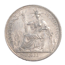 FRENCH INDO-CHINA, 10 Cents, 1911, Paris, KM #9, graded, PCGS, MS(64), Silver,..