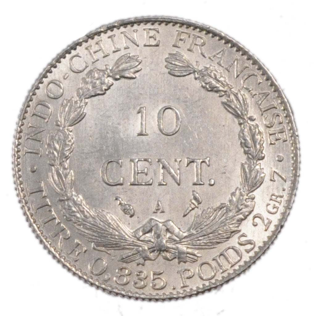 FRENCH INDO-CHINA, 10 Cents, 1911, Paris, KM #9, graded, PCGS, MS(64), Silver,..