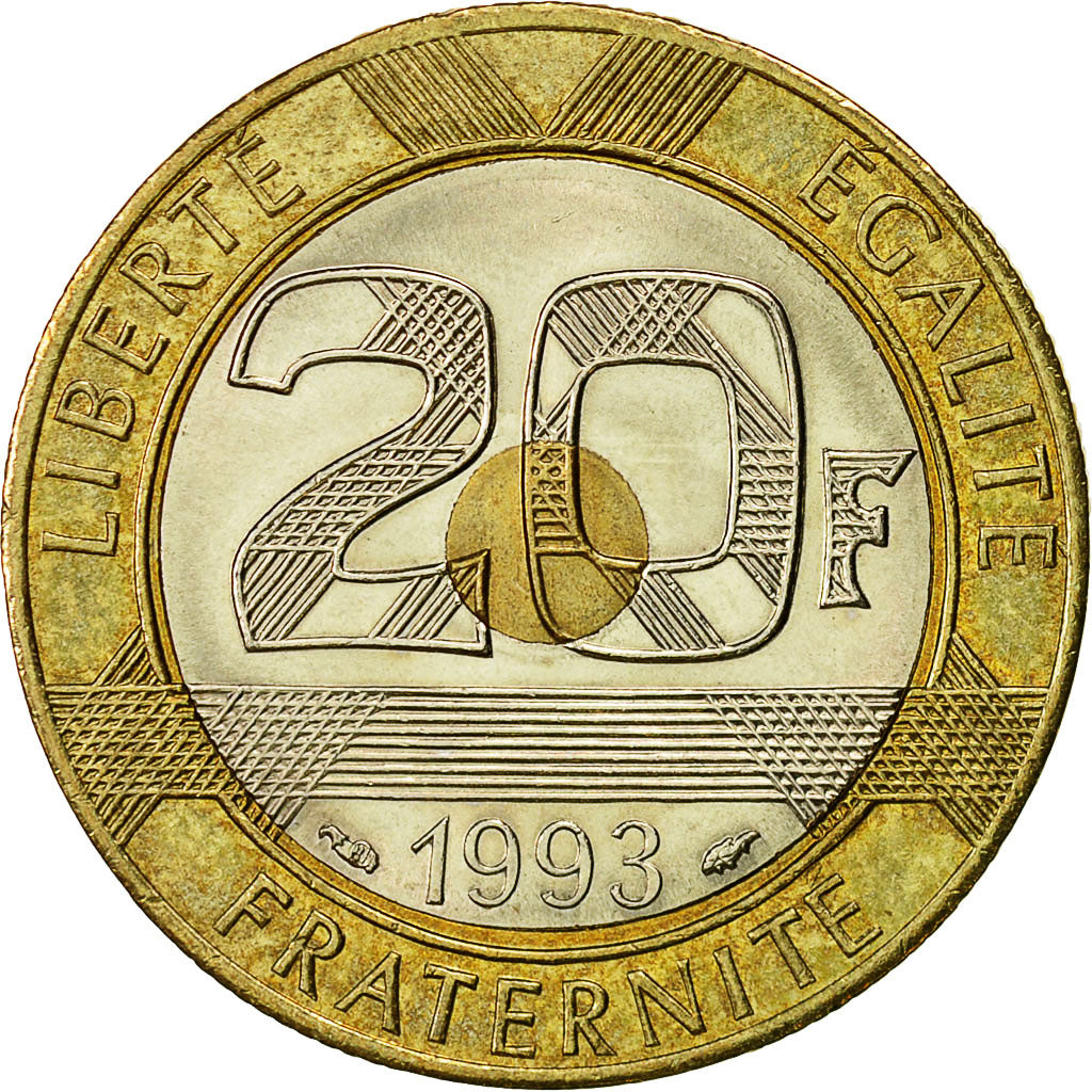 Coin, France, Mont Saint Michel, 20 Francs, 1993, Paris, EF(40-45)