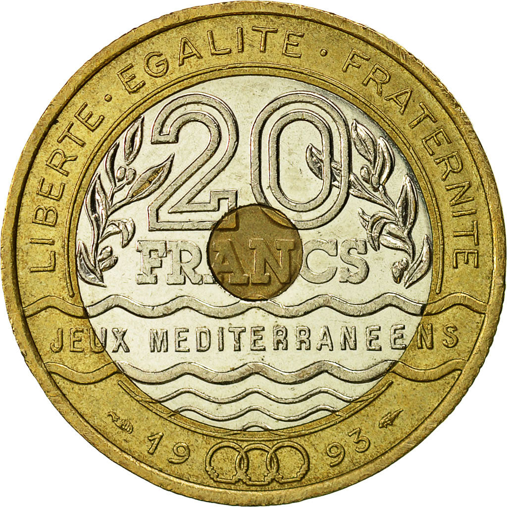 Moneda, Francia, Jeux Méditerranéens, 20 Francs, 1993, Paris, MBC+