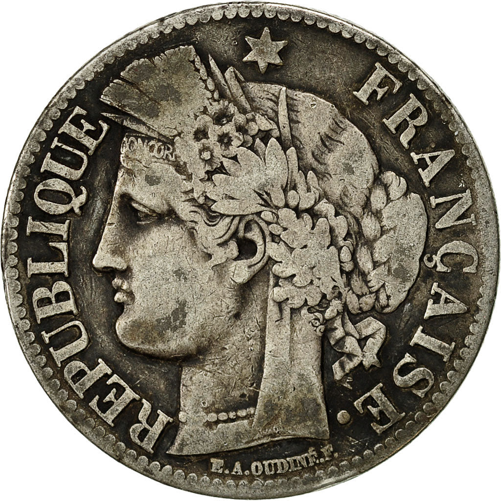 Coin, France, Cérès, 2 Francs, 1871, Bordeaux, VF(30-35), Silver, KM:817.2