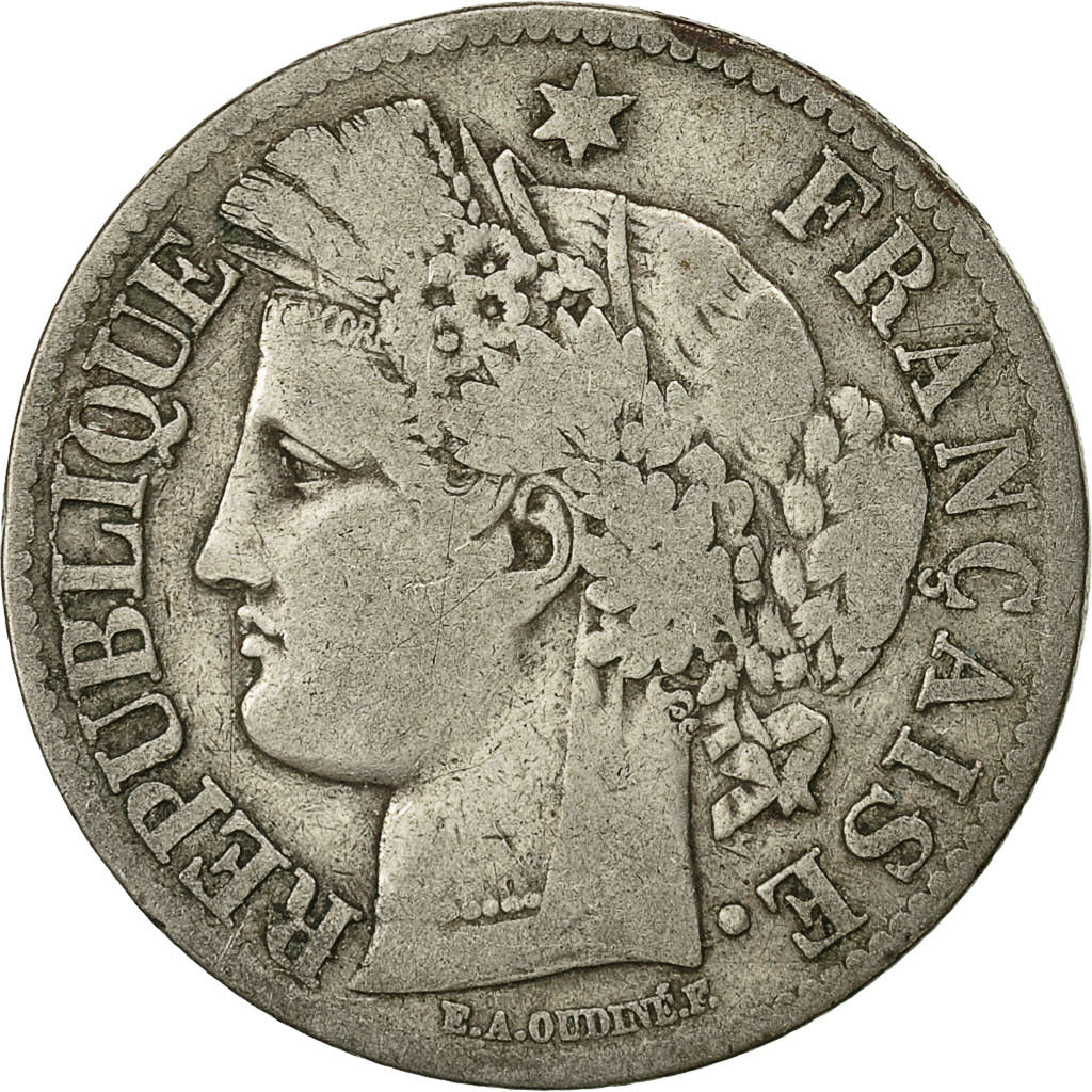 Coin, France, Cérès, 2 Francs, 1871, Bordeaux, VF(30-35), Silver, KM:817.2
