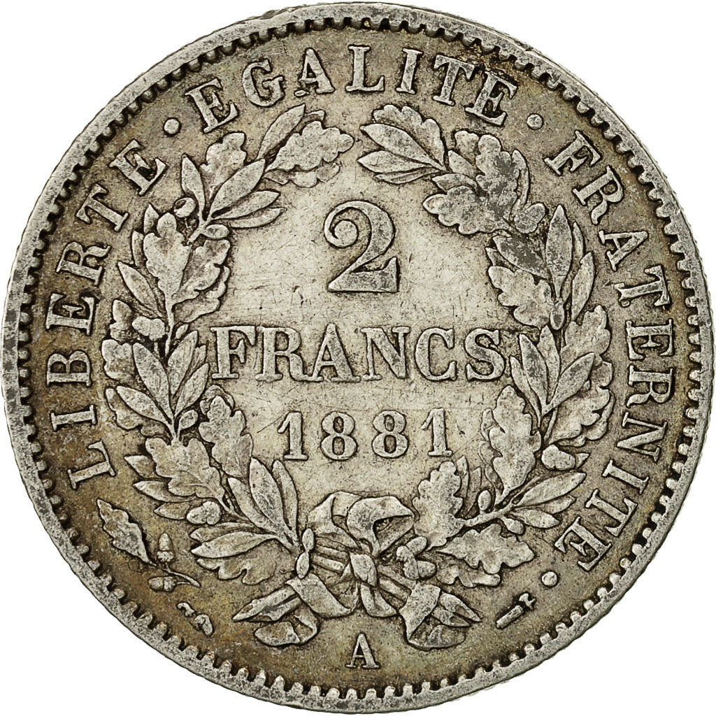 France, Cérès, 2 Francs, 1881, Paris, VF(30-35), Silver, KM:817.1
