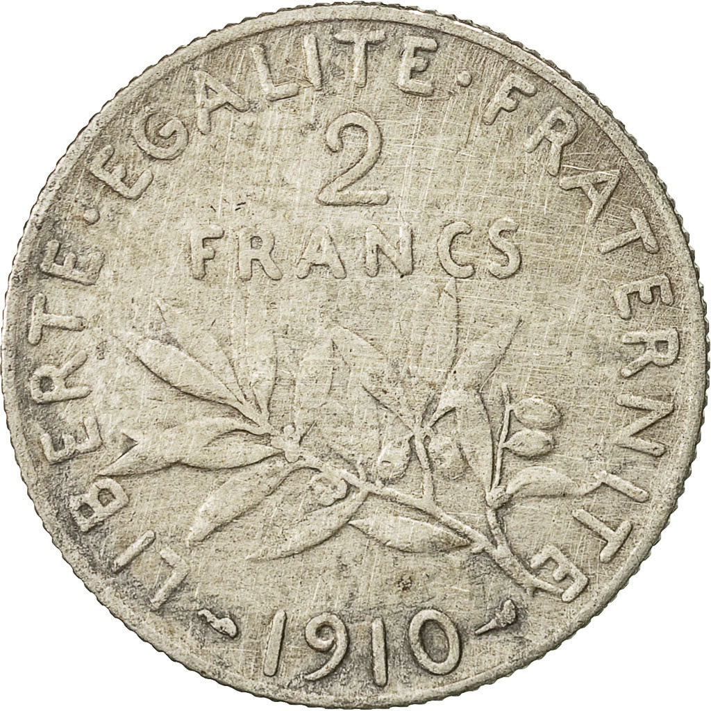 Münze, Frankreich, Semeuse, 2 Francs, 1910, Paris, S, Silber, KM:845.1