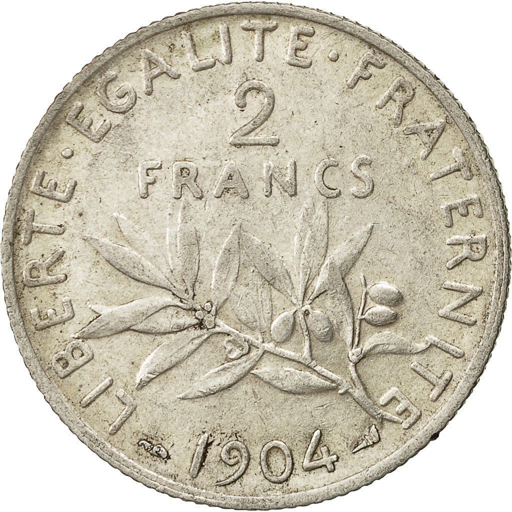 Coin, France, Semeuse, 2 Francs, 1904, Paris, EF(40-45), Silver, KM:845.1