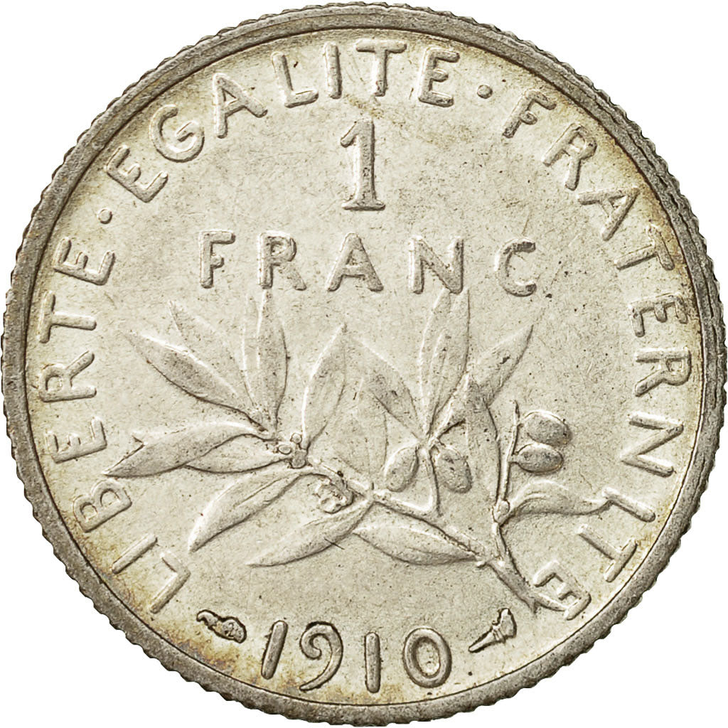 Coin, France, Semeuse, Franc, 1910, Paris, EF(40-45), Silver, KM:844.1