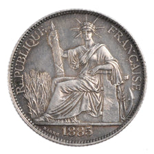 Indochine, 20 Cents, 1885, Paris, AU(50-53), Silver, 5.00