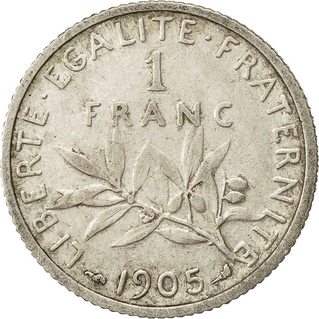 Coin, France, Semeuse, Franc, 1905, Paris, EF(40-45), Silver, KM:844.1