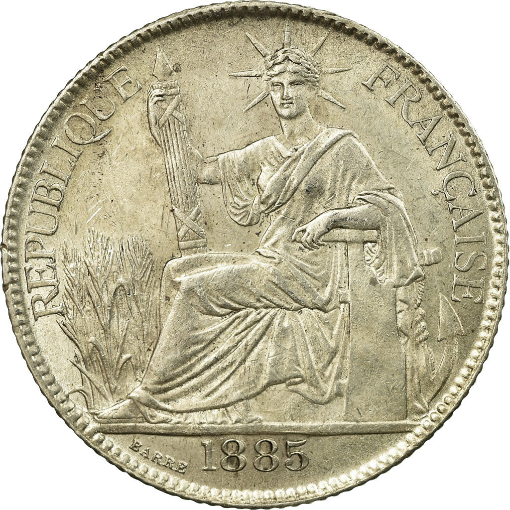 Coin, FRENCH INDO-CHINA, 20 Cents, 1885, Paris, AU(55-58), Silver, KM:3