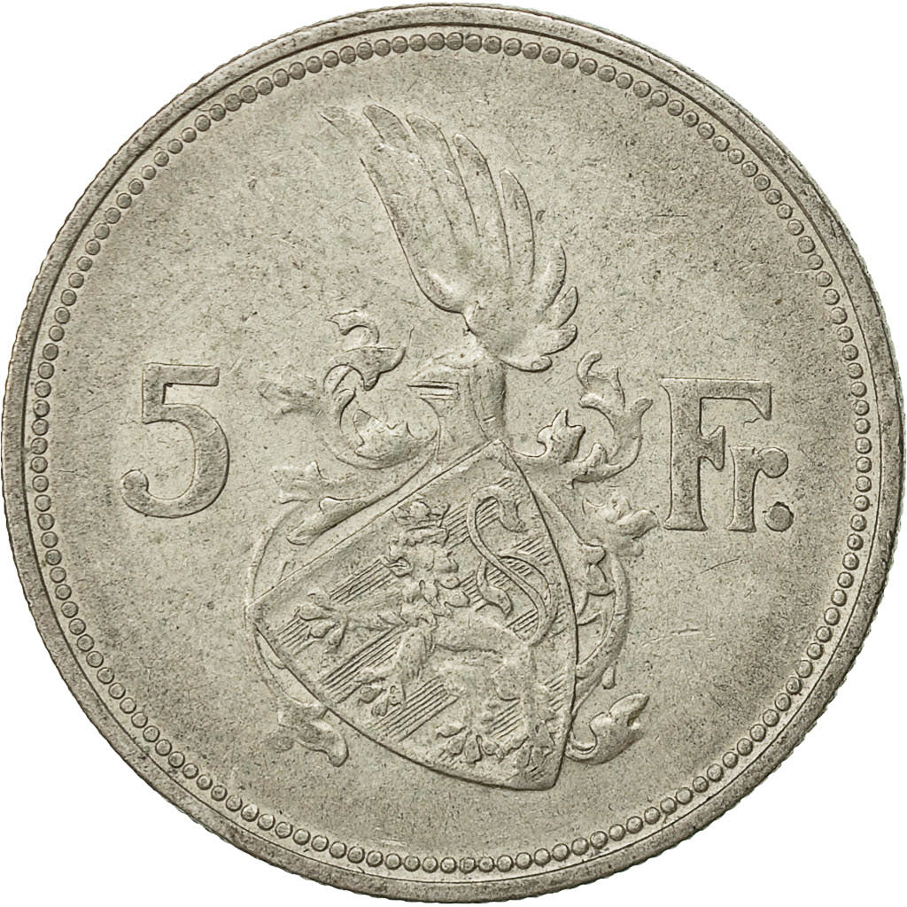 Luxembourg, Charlotte, 5 Francs, 1929, VF(30-35), Silver, KM:38