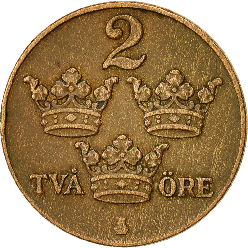 Coin, Sweden, Gustaf V, 2 Öre, 1939, EF(40-45), Bronze, KM:778