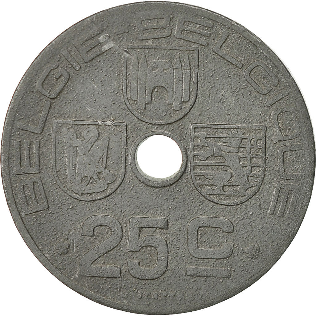 Moneda, Bélgica, 25 Centimes, 1942, MBC, Cinc, KM:132