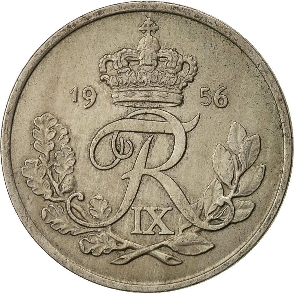 Coin, Denmark, Frederik IX, 25 Öre, 1956, Copenhagen, EF(40-45), Copper-nickel