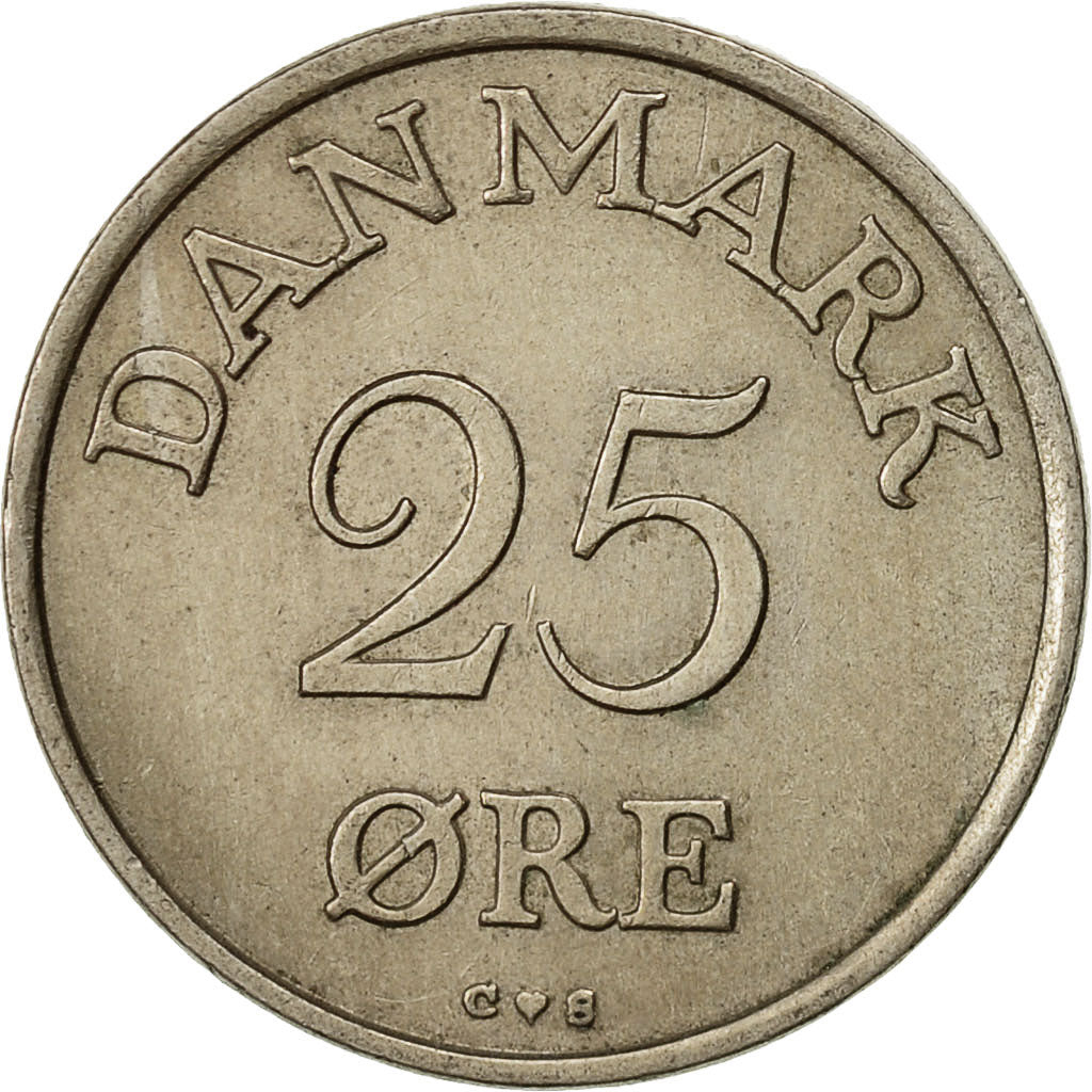 Coin, Denmark, Frederik IX, 25 Öre, 1956, Copenhagen, EF(40-45), Copper-nickel