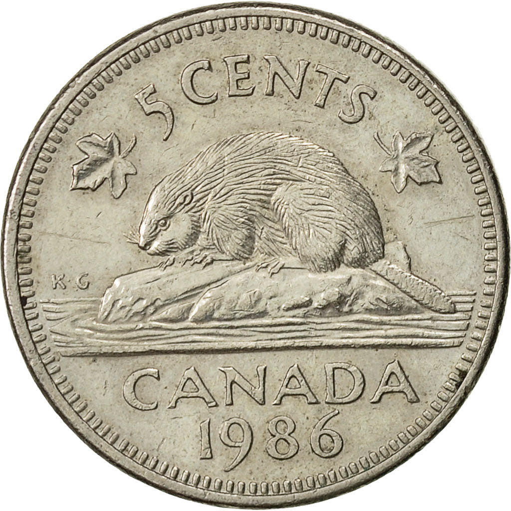 Coin, Canada, Elizabeth II, 5 Cents, 1986, Royal Canadian Mint, Ottawa