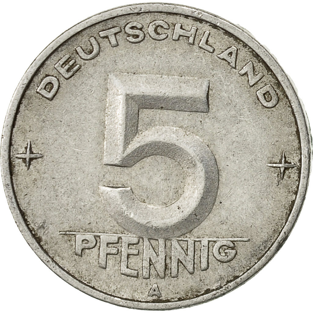 Coin, GERMAN-DEMOCRATIC REPUBLIC, 5 Pfennig, 1950, Berlin, EF(40-45), Aluminum