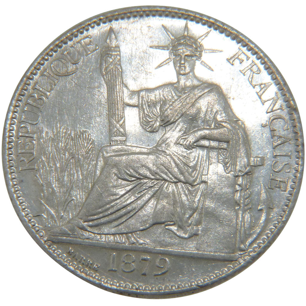 Cochinchine, 20 Cents, 1879, Paris, AU(55-58), Silver, 5.50