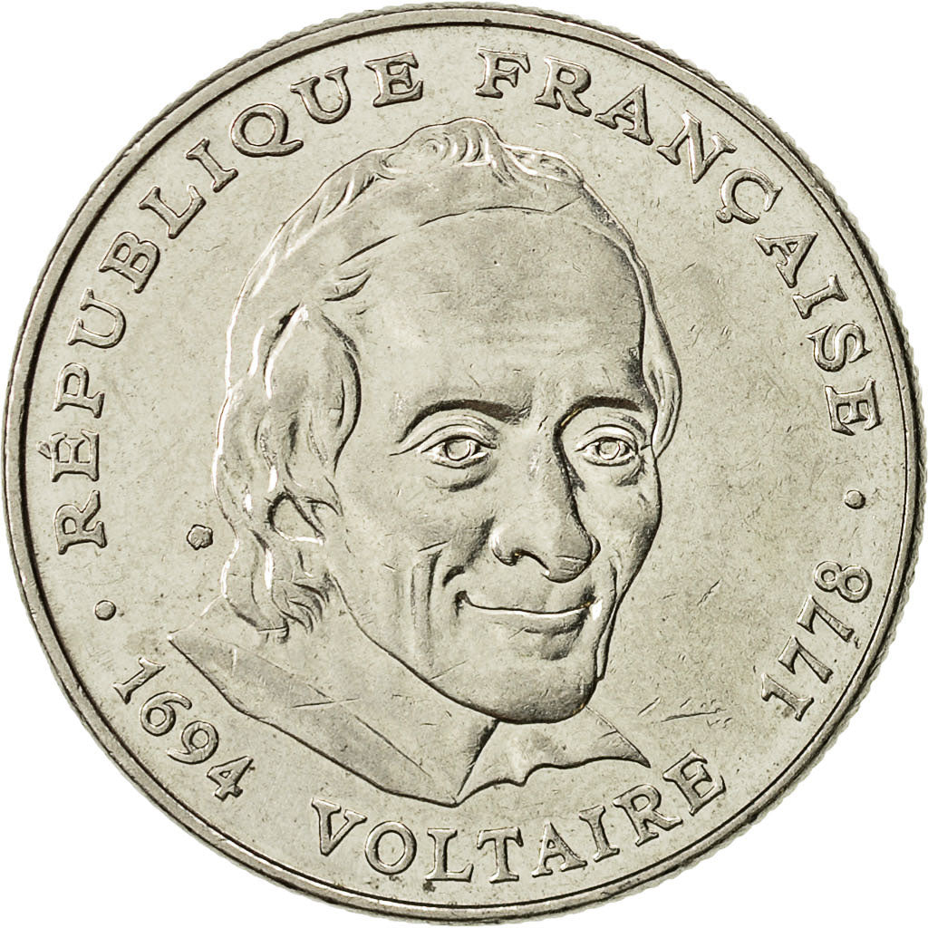 Moneta, Francia, Voltaire, 5 Francs, 1994, Paris, BB, Nichel, KM:1063