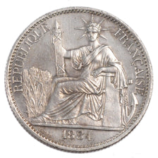 Cochinchine, 50 Cents, 1884, Paris, MS(60-62), Silver, 13.60