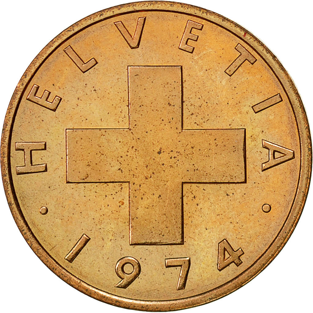 Coin, Switzerland, 2 Rappen, 1974, Bern, MS(64), Bronze, KM:47