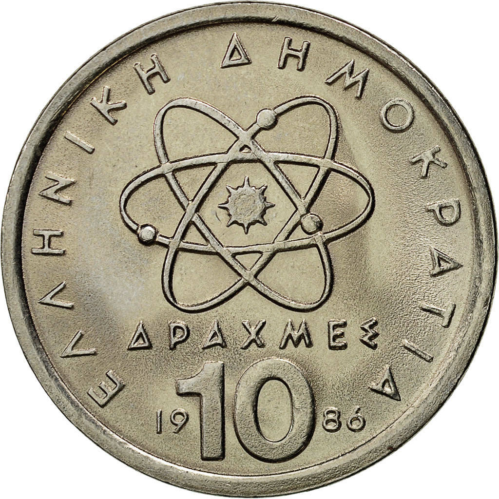 Coin, Greece, 10 Drachmes, 1986, MS(63), Copper-nickel, KM:132