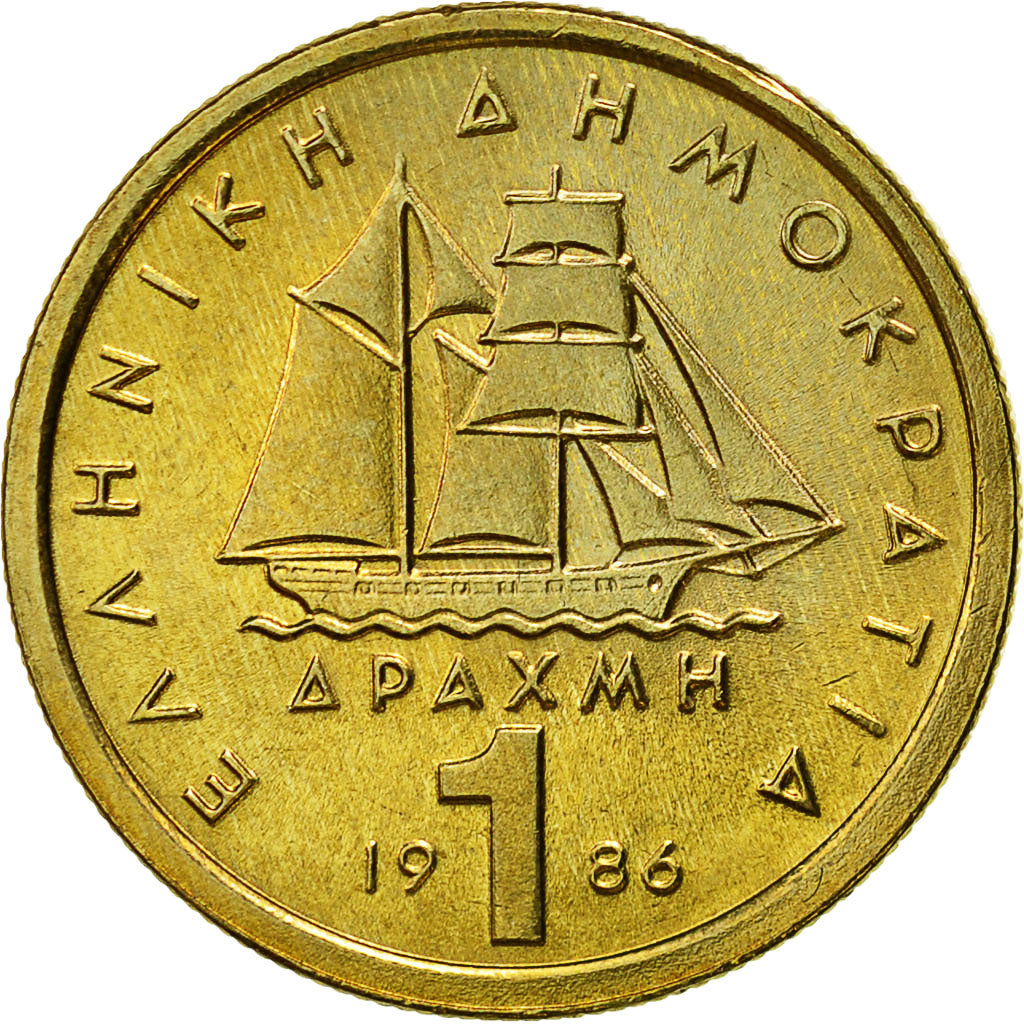 Münze, Griechenland, Drachma, 1986, UNZ, Nickel-brass, KM:116