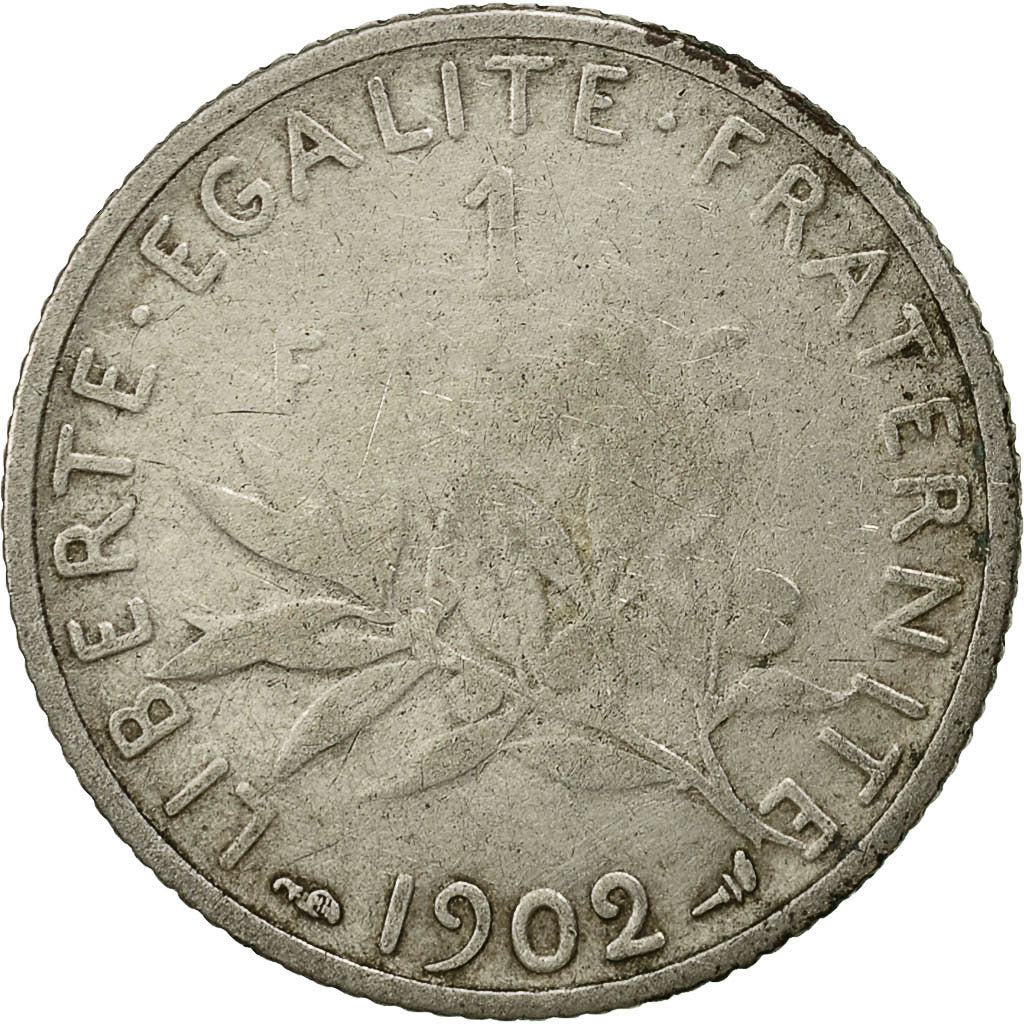 Coin, France, Semeuse, Franc, 1902, Paris, VF(20-25), Silver, KM:844.1