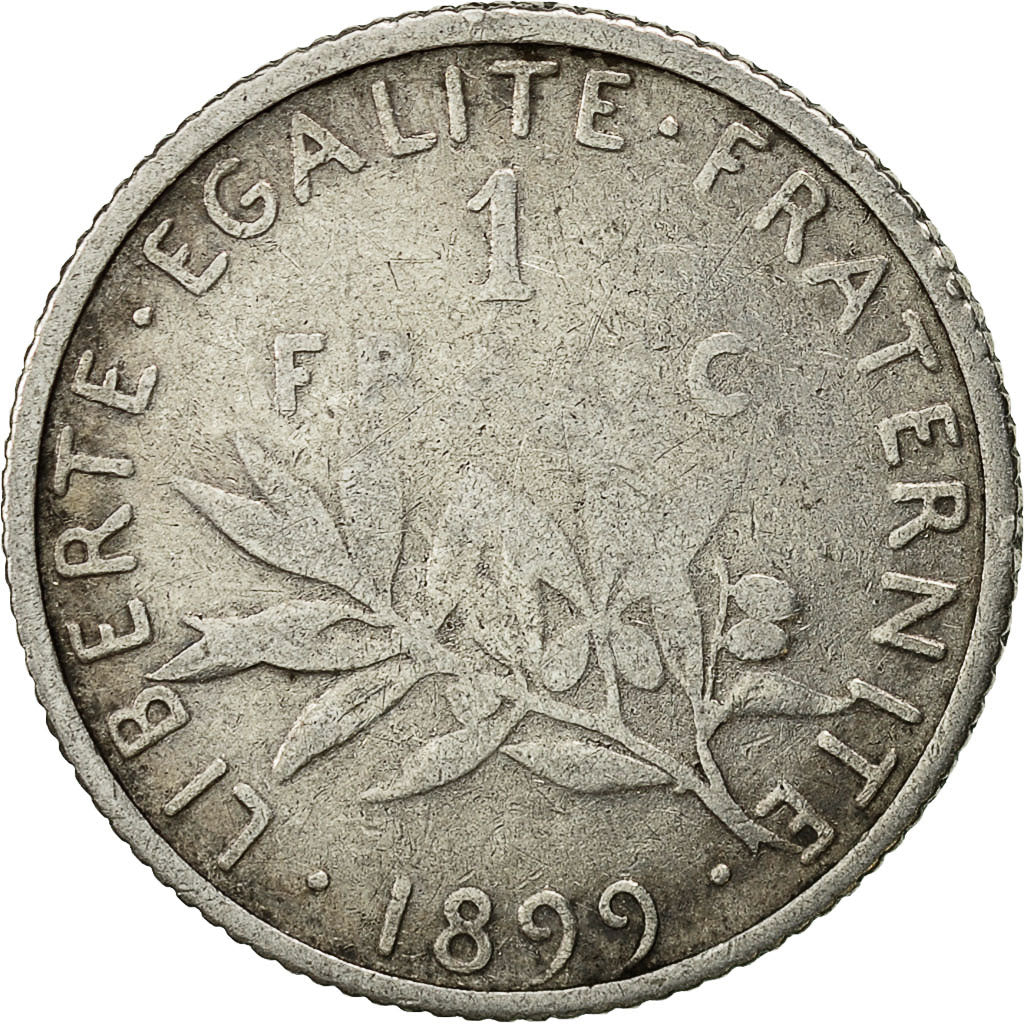Moneta, Francia, Semeuse, Franc, 1899, Paris, MB+, Argento, KM:844.1