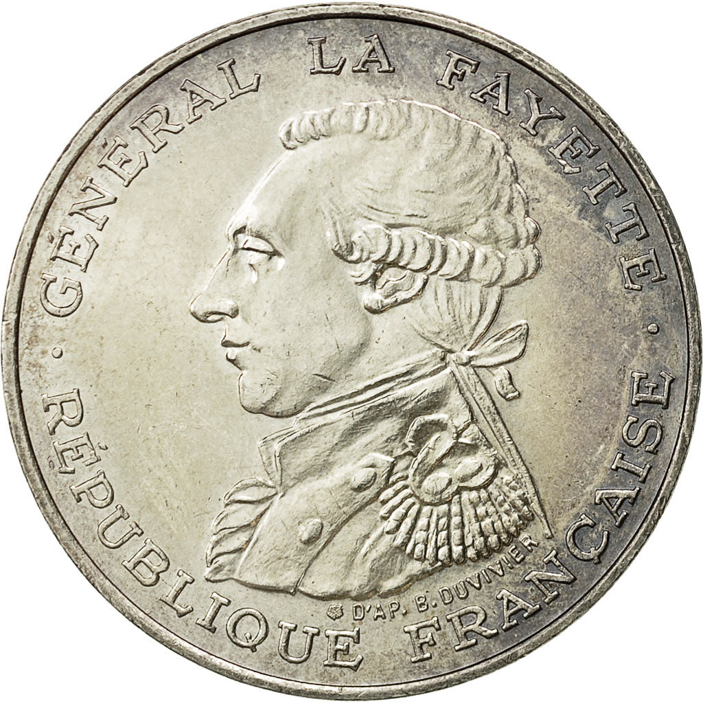 Coin, France, Lafayette, 100 Francs, 1987, Paris, AU(55-58), Silver, KM:962