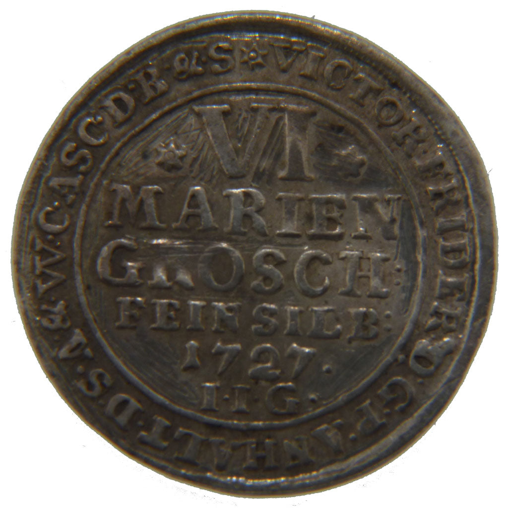 German States, 6 Mariengroschen, 1727, KM #5, EF(40-45), Silver, 3.30