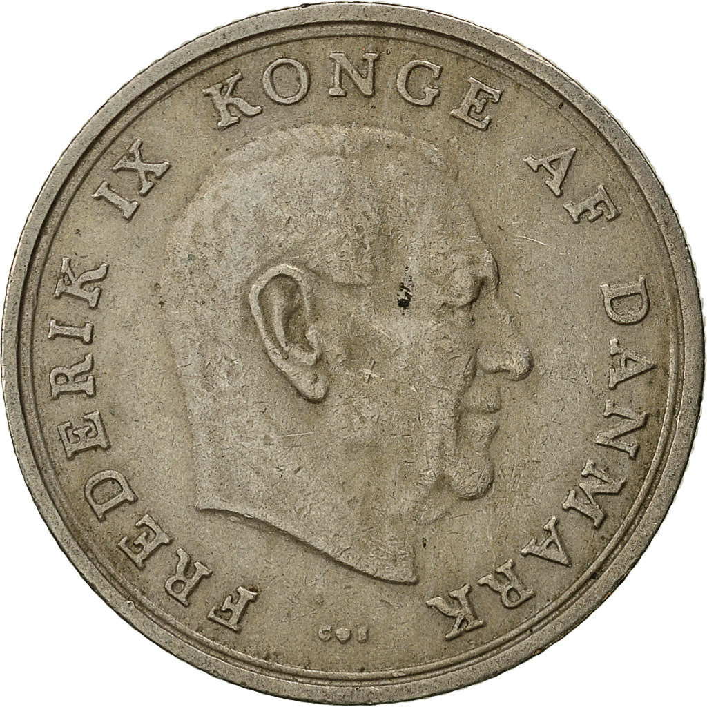 Coin, Denmark, Frederik IX, Krone, 1969, Copenhagen, EF(40-45), Copper-nickel