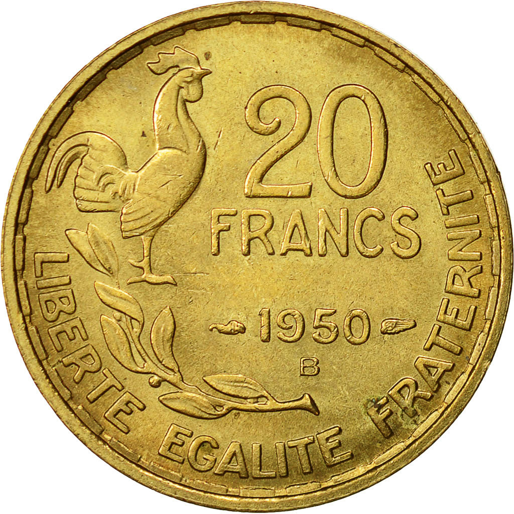 Coin, France, Guiraud, 20 Francs, 1950, Beaumont - Le Roger, AU(55-58)