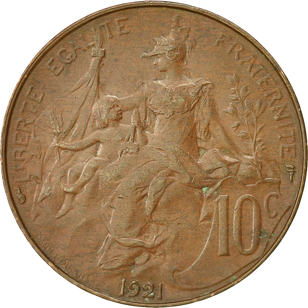 Coin, France, Dupuis, 10 Centimes, 1921, Paris, EF(40-45), Bronze, KM:843