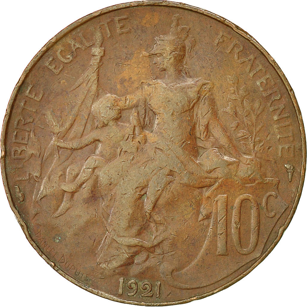 Coin, France, Dupuis, 10 Centimes, 1921, Paris, VF(30-35), Bronze, KM:843