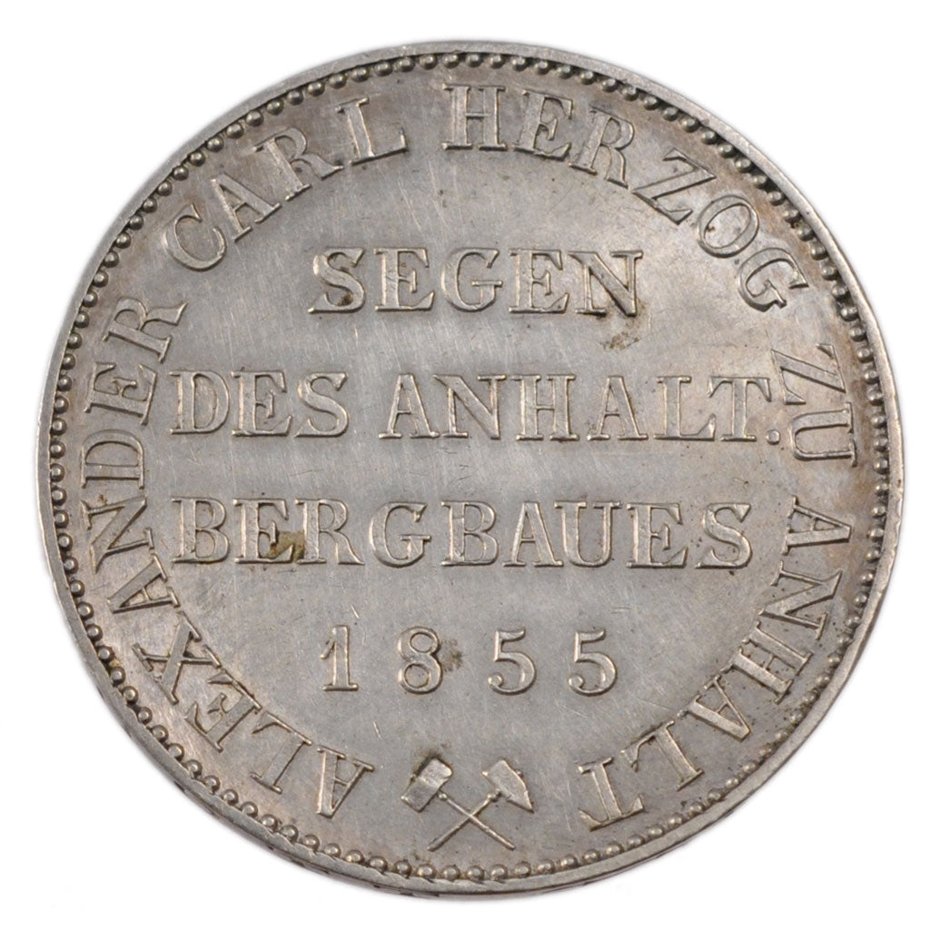 Stati tedeschi, ANHALT-BERNBURG, Alexander Carl, Thaler, 1855, Berlin, SPL, A...