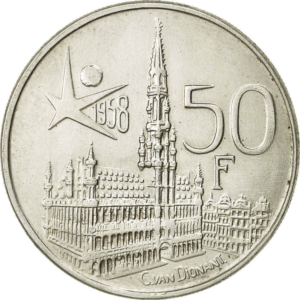 Moneta, Belgio, 50 Francs, 50 Frank, 1958, SPL-, Argento, KM:150.1