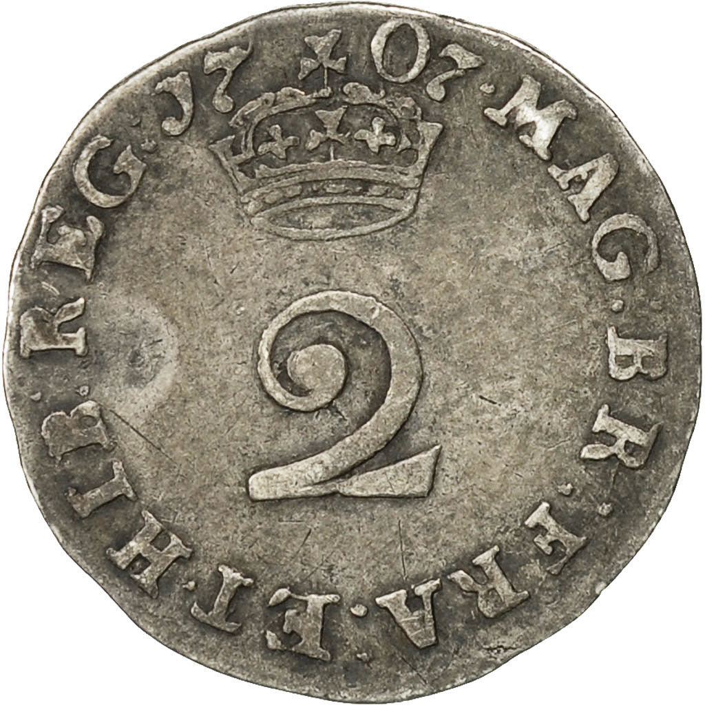 Coin, Great Britain, Anne, 2 Pence, 1707, EF(40-45), Silver, KM:513