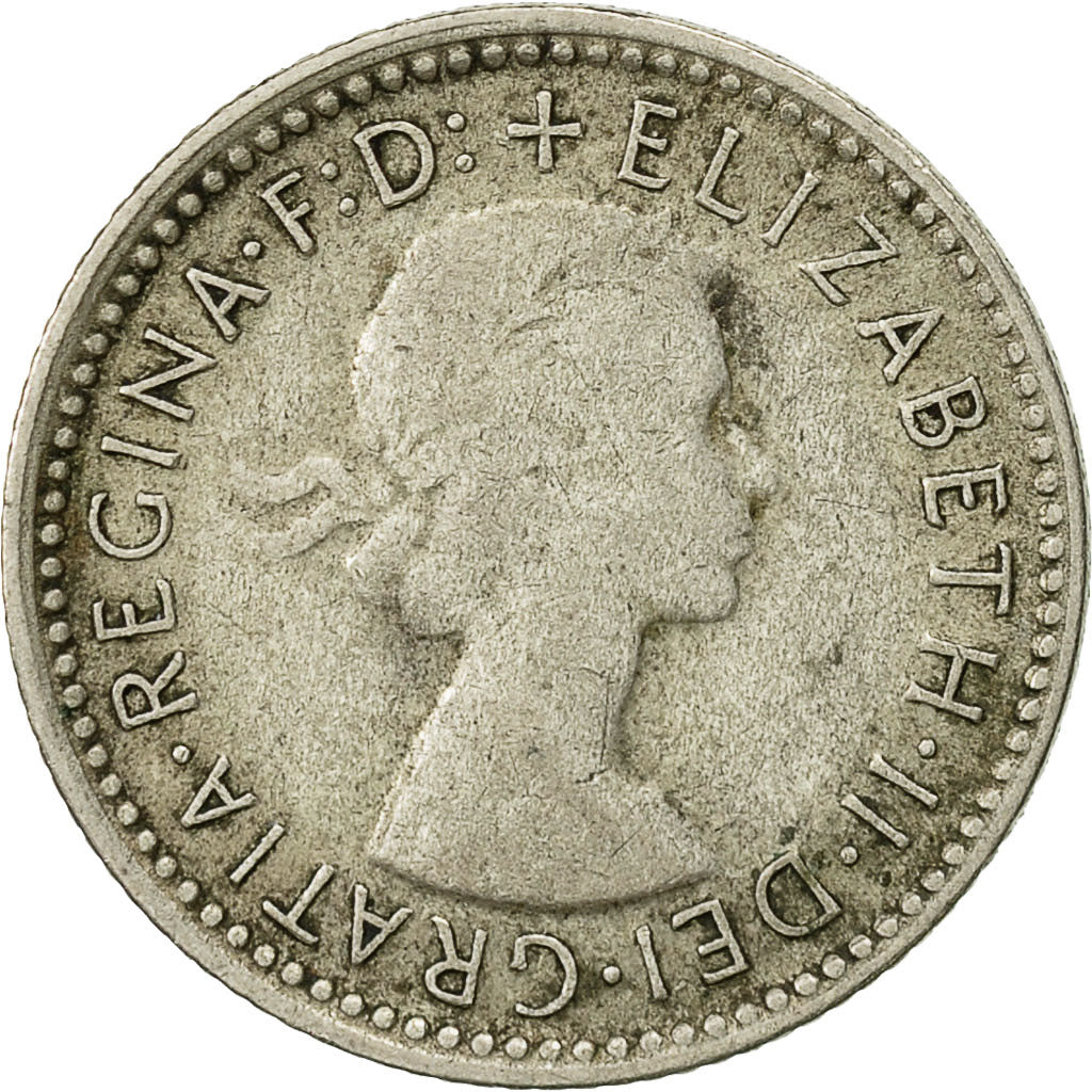 Coin, Australia, Elizabeth II, Sixpence, 1956, Melbourne, EF(40-45), Silver