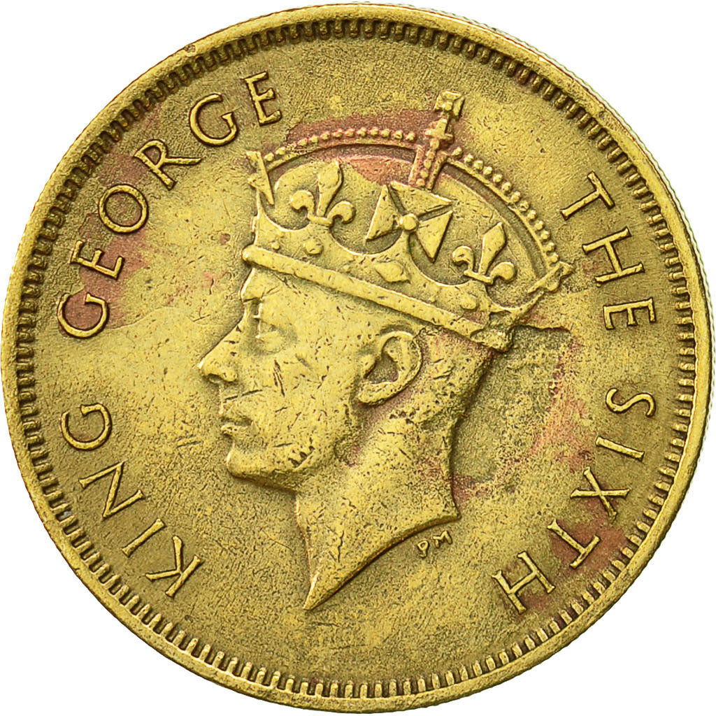 Coin, Hong Kong, George VI, 10 Cents, 1949, EF(40-45), Nickel-brass, KM:25