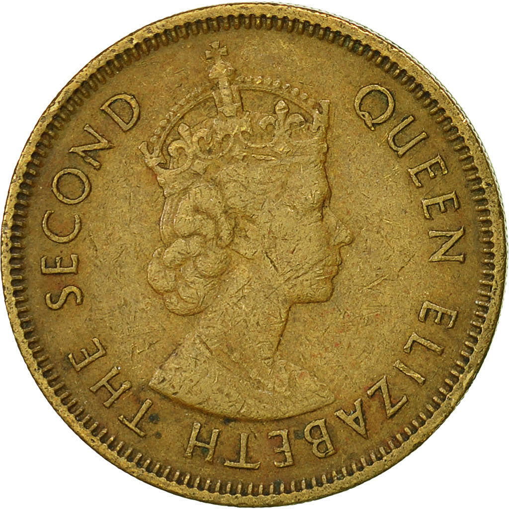 Moneda, Hong Kong, Elizabeth II, 10 Cents, 1967, MBC, Níquel - latón, KM:28.1