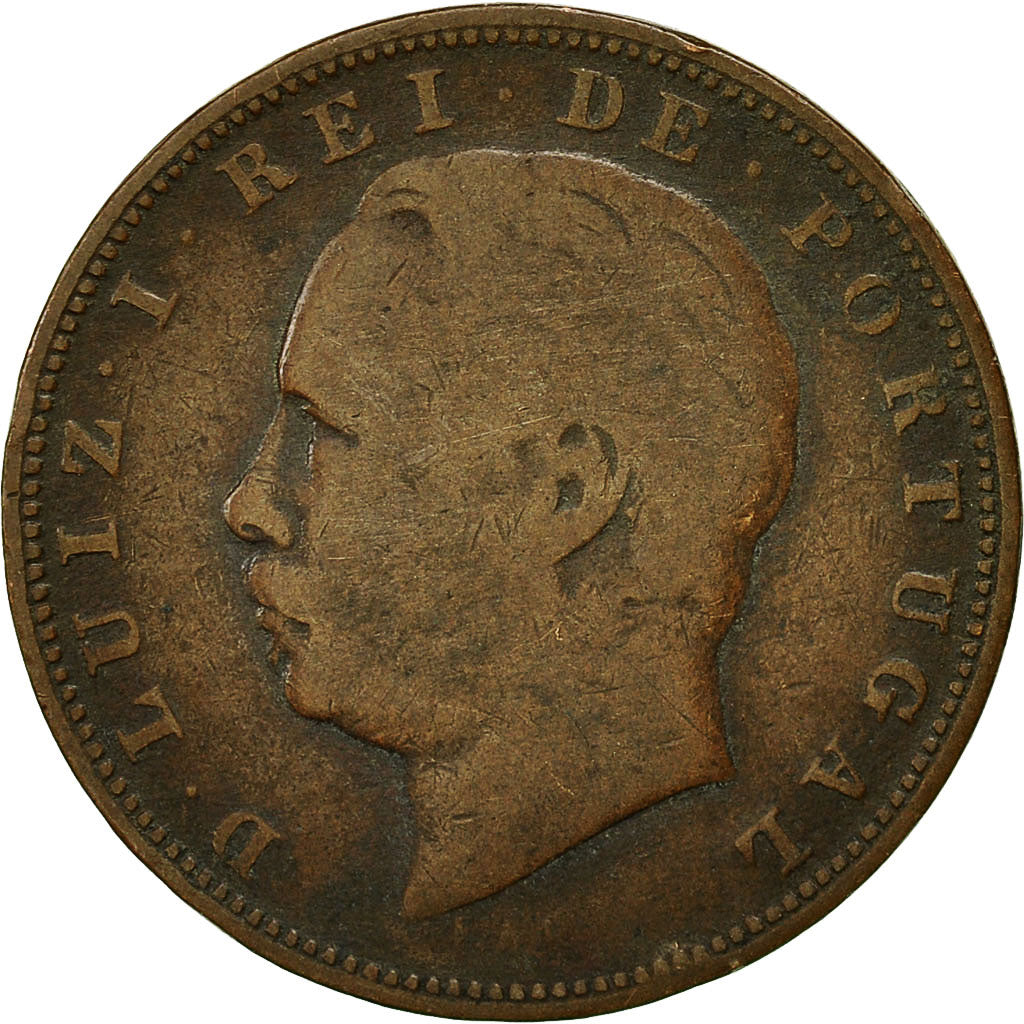 Coin, Portugal, Luiz I, 10 Reis, 1883, EF(40-45), Bronze, KM:526